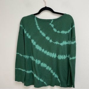 J.Jill Womens  Oversized Tie Dye Sweater Green Drop Shoulder Boxy Relaxed XS